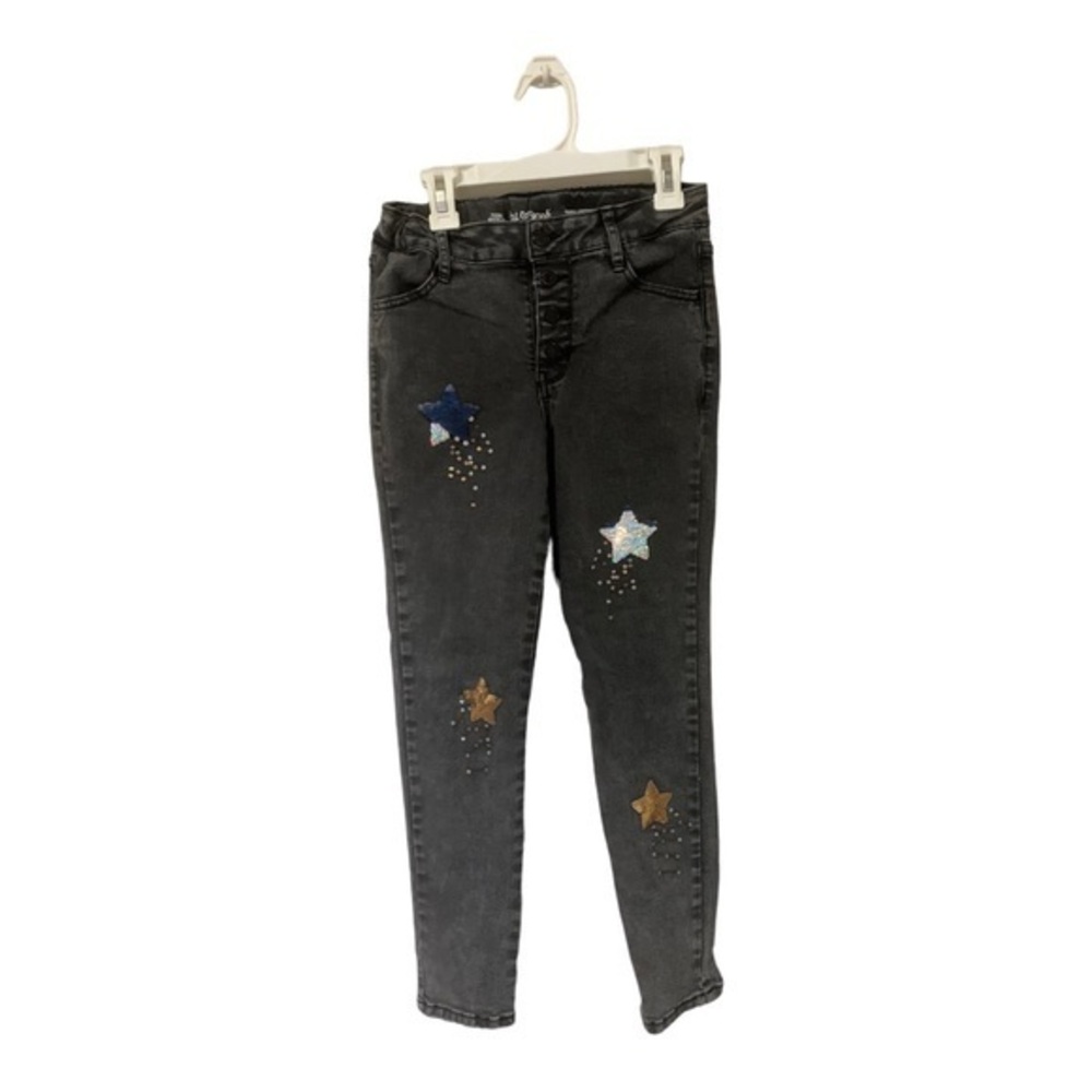 Girls Flip Sequin Star Skinny Mid-Rise Jeans Cat & Jack Black Wash Size 12